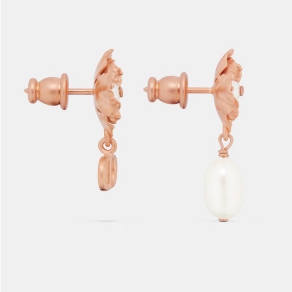 Dior D-Millefiori Earrings Matte Pink-Finish Metal and White Resin Pearls - Picture 10 of 10